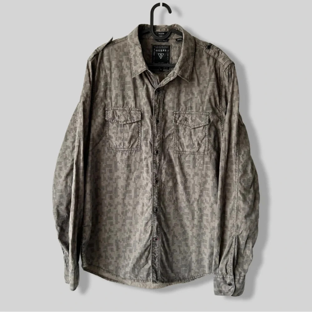 Guess Dillon Military Style Slim Fit Button Down Shirt